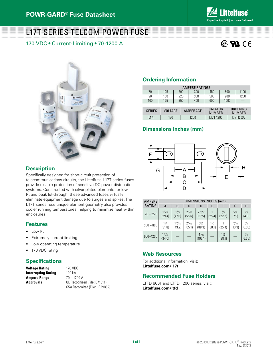 Littelfuse L17T Series User Manual | 1 page