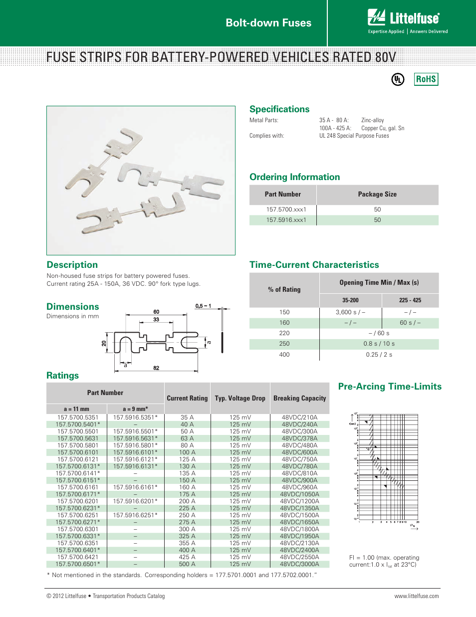 Littelfuse Fuse Strips for BPV Series User Manual | 1 page