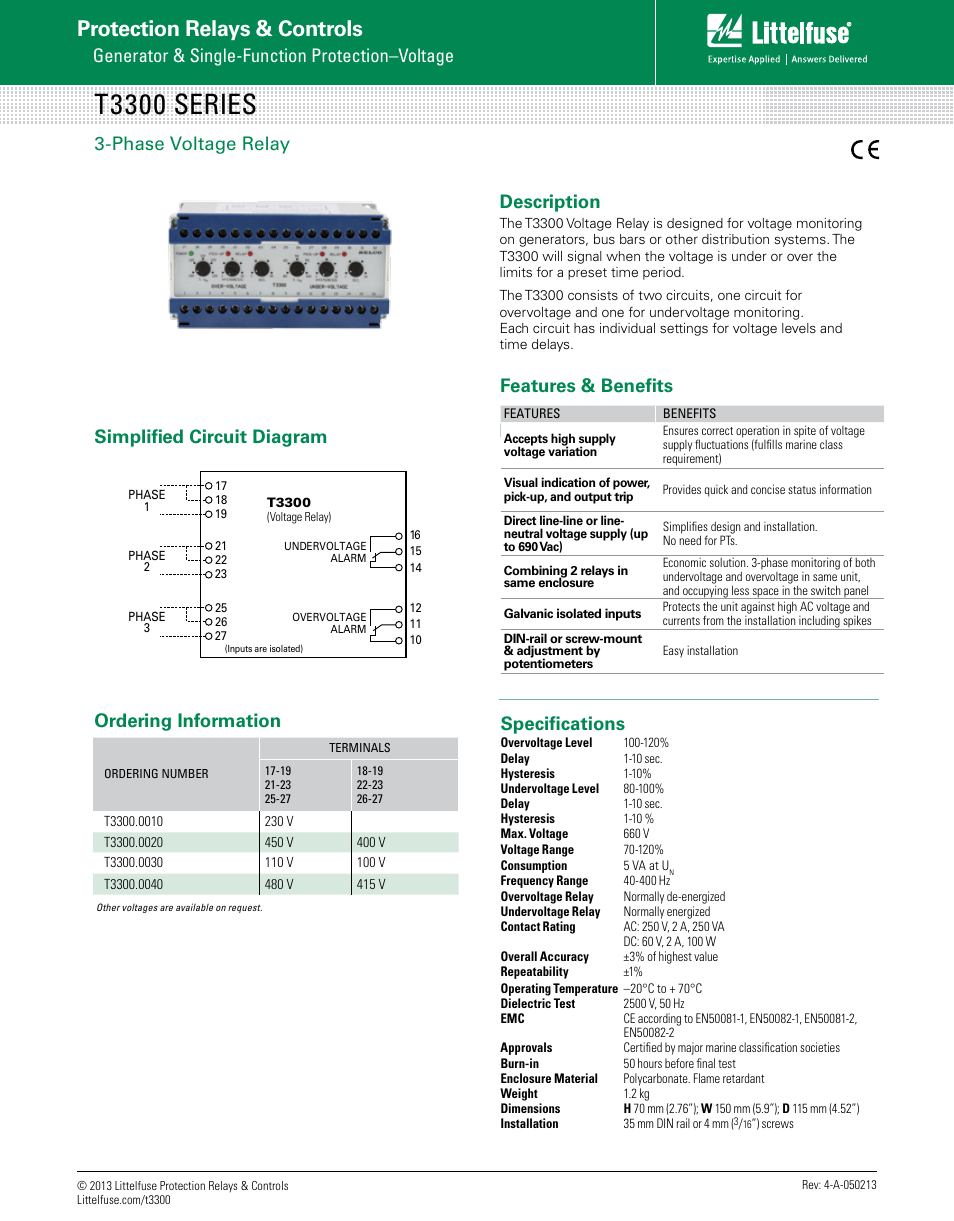 Littelfuse T3300 Series User Manual | 1 page