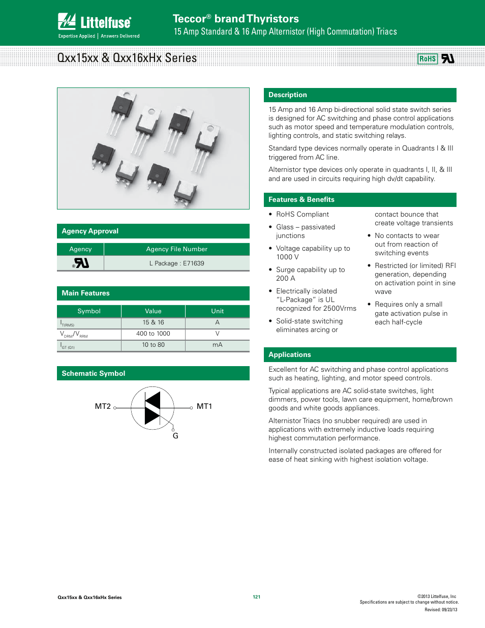 Littelfuse Qxx16xHx Series User Manual | 9 pages