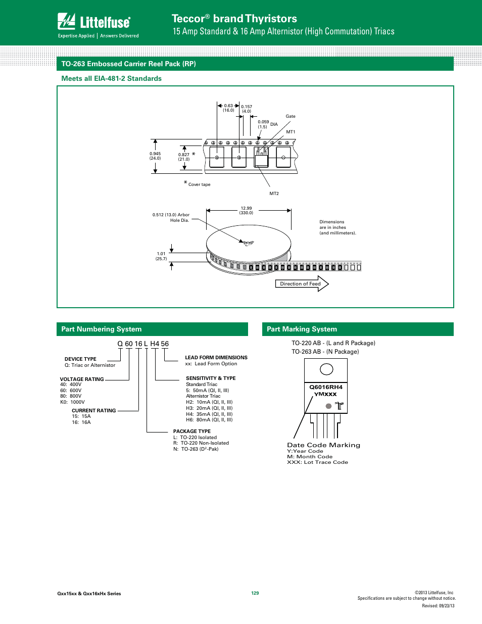 Teccor, Brand thyristors | Littelfuse Qxx16xHx Series User Manual | Page 9 / 9