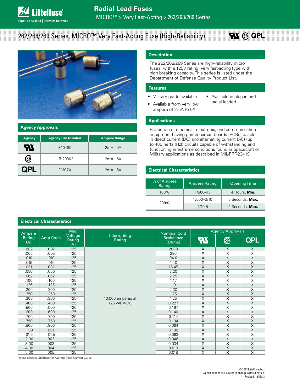 Littelfuse 269 Series MICRO User Manual | 3 pages