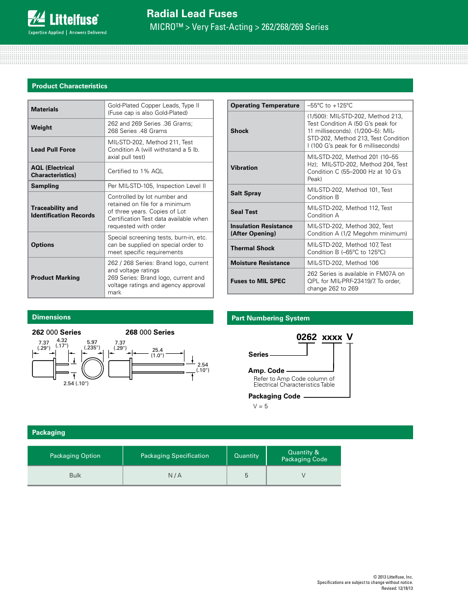 Radial lead fuses | Littelfuse 269 Series MICRO User Manual | Page 3 / 3