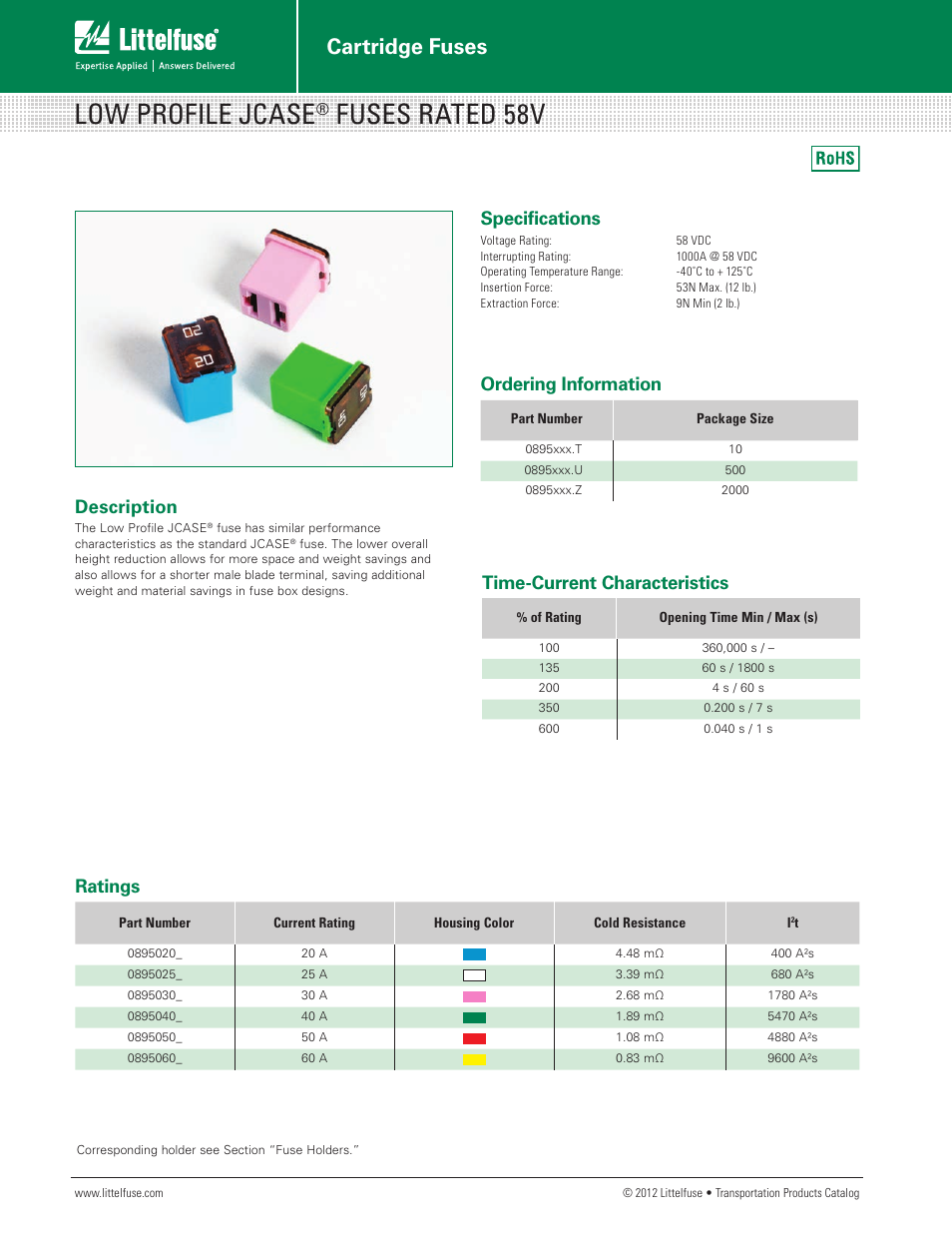 Littelfuse Low Profile JCASE Series User Manual | 2 pages