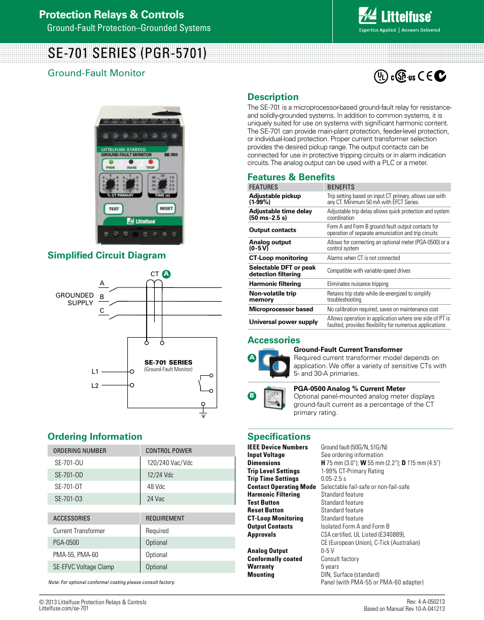 Littelfuse SE-701 (PGr-5701) Series User Manual | 1 page