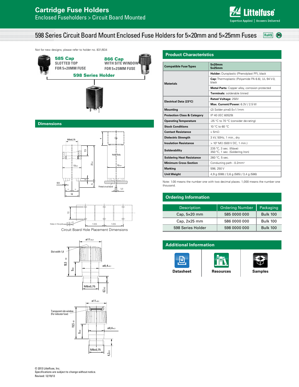 Littelfuse 586 Series User Manual | 1 page