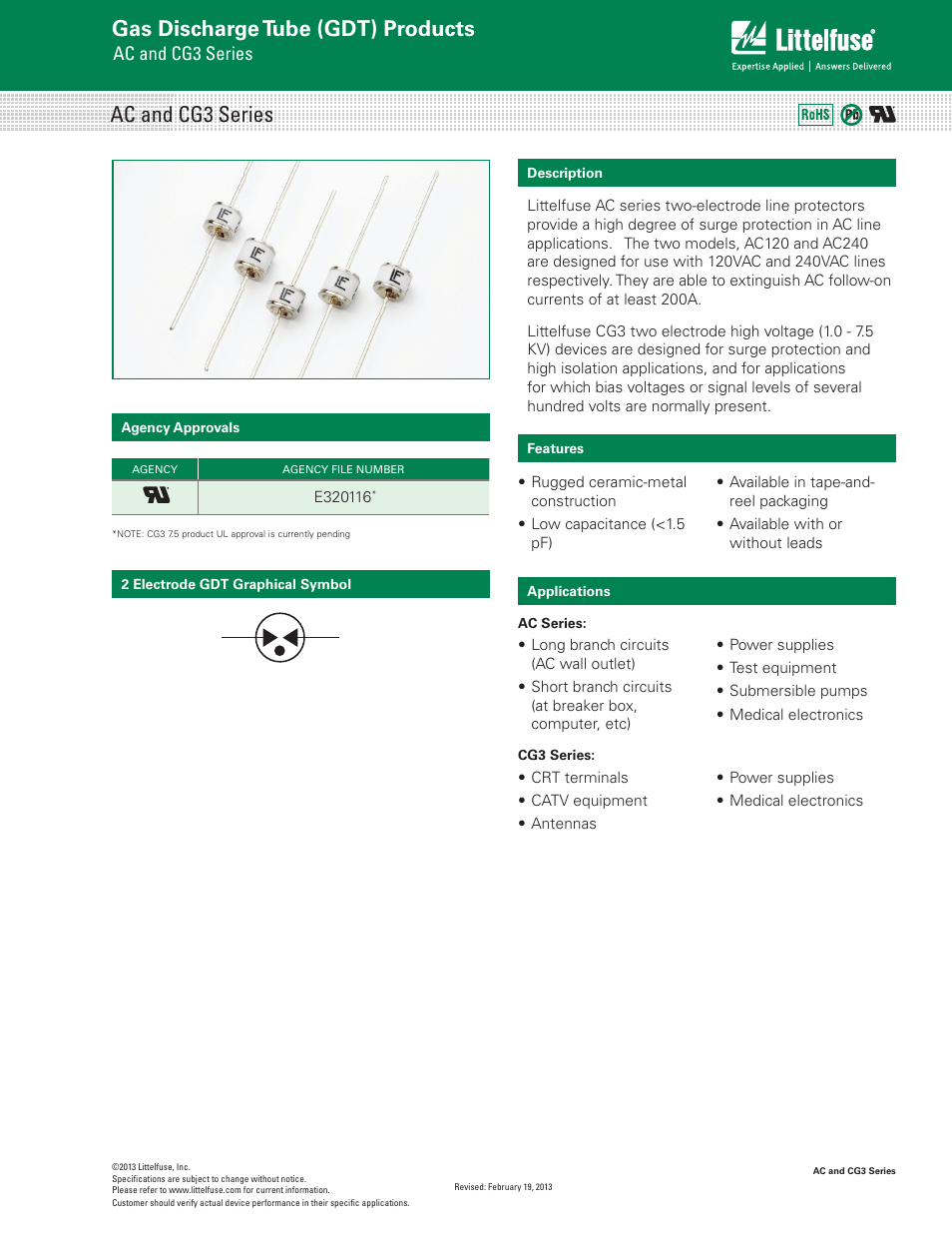 Littelfuse CG3 Series User Manual | 4 pages