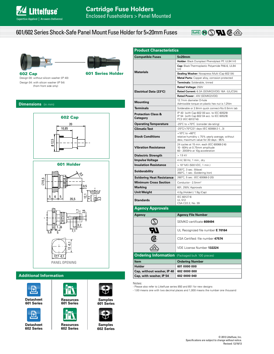 Littelfuse 602 Series User Manual | 1 page