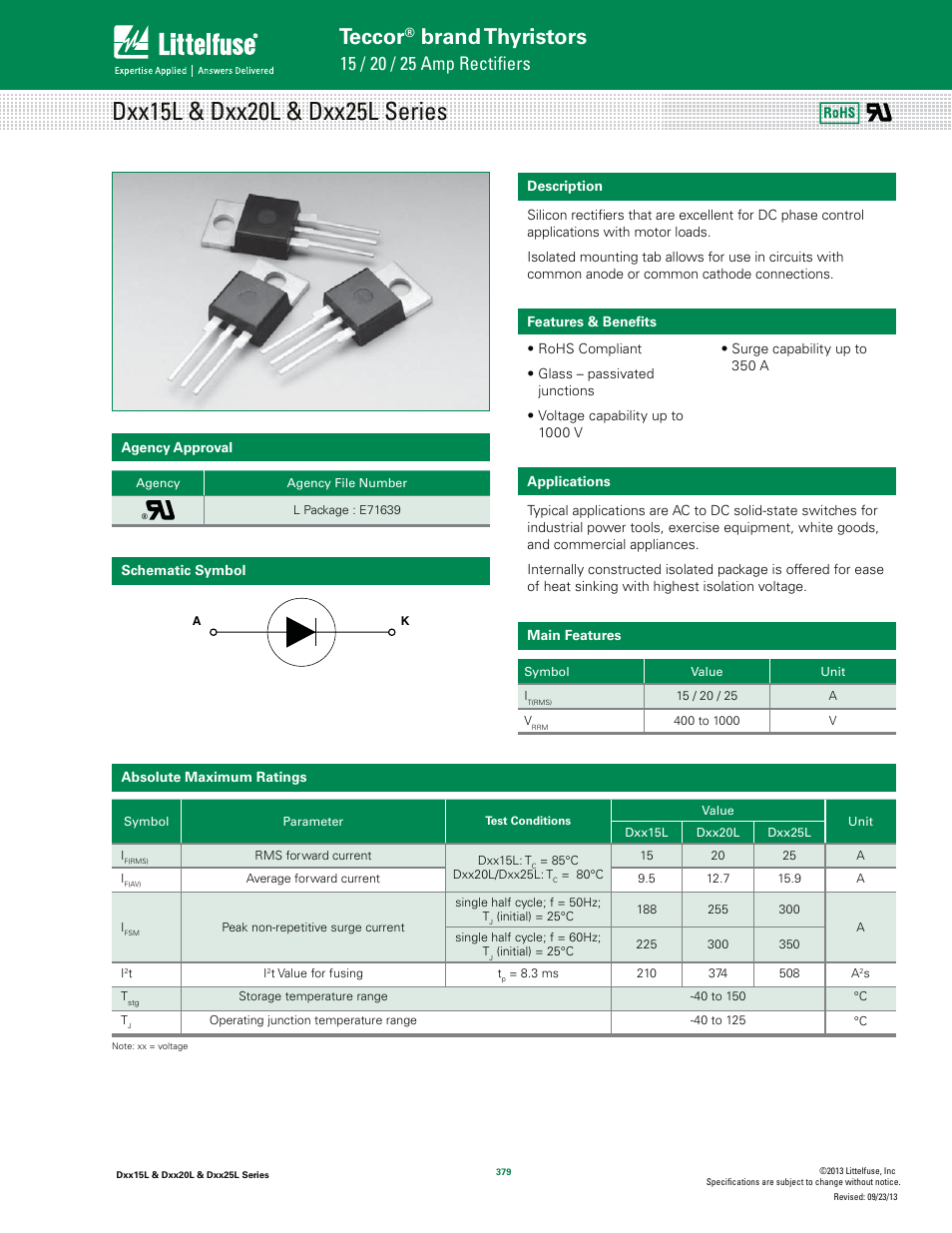 Littelfuse Dxx25L Series User Manual | 5 pages