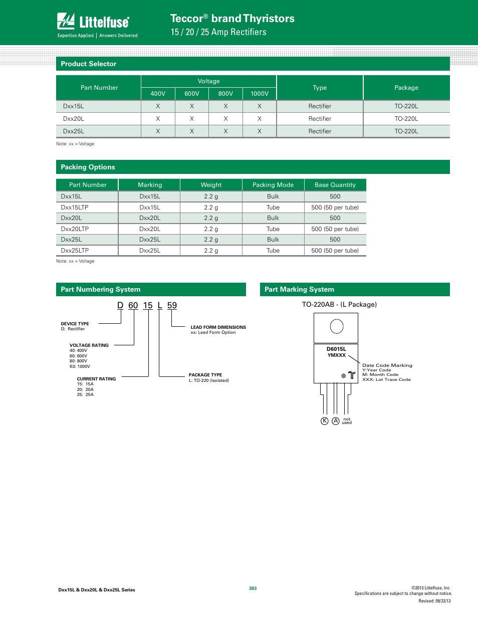 Teccor, Brand thyristors | Littelfuse Dxx25L Series User Manual | Page 5 / 5