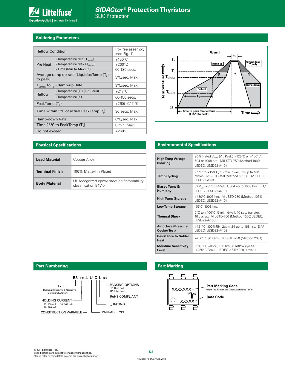 Sidactor, Protection thyristors, Slic protection | Part numbering part marking | Littelfuse Battrax Series MS-013 Positive_Negative User Manual | Page 3 / 4