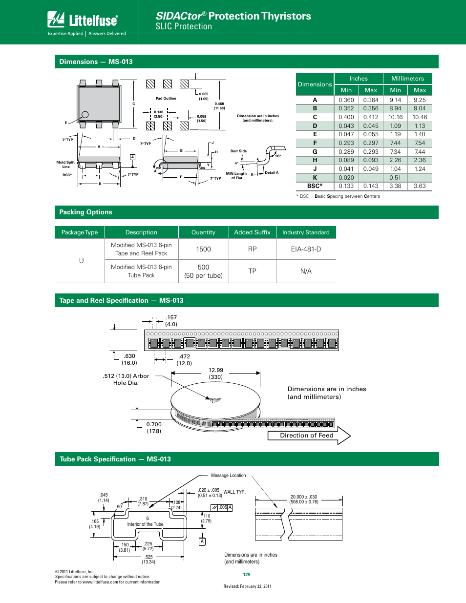 Sidactor, Protection thyristors, Slic protection | Littelfuse Battrax Series MS-013 Positive_Negative User Manual | Page 4 / 4