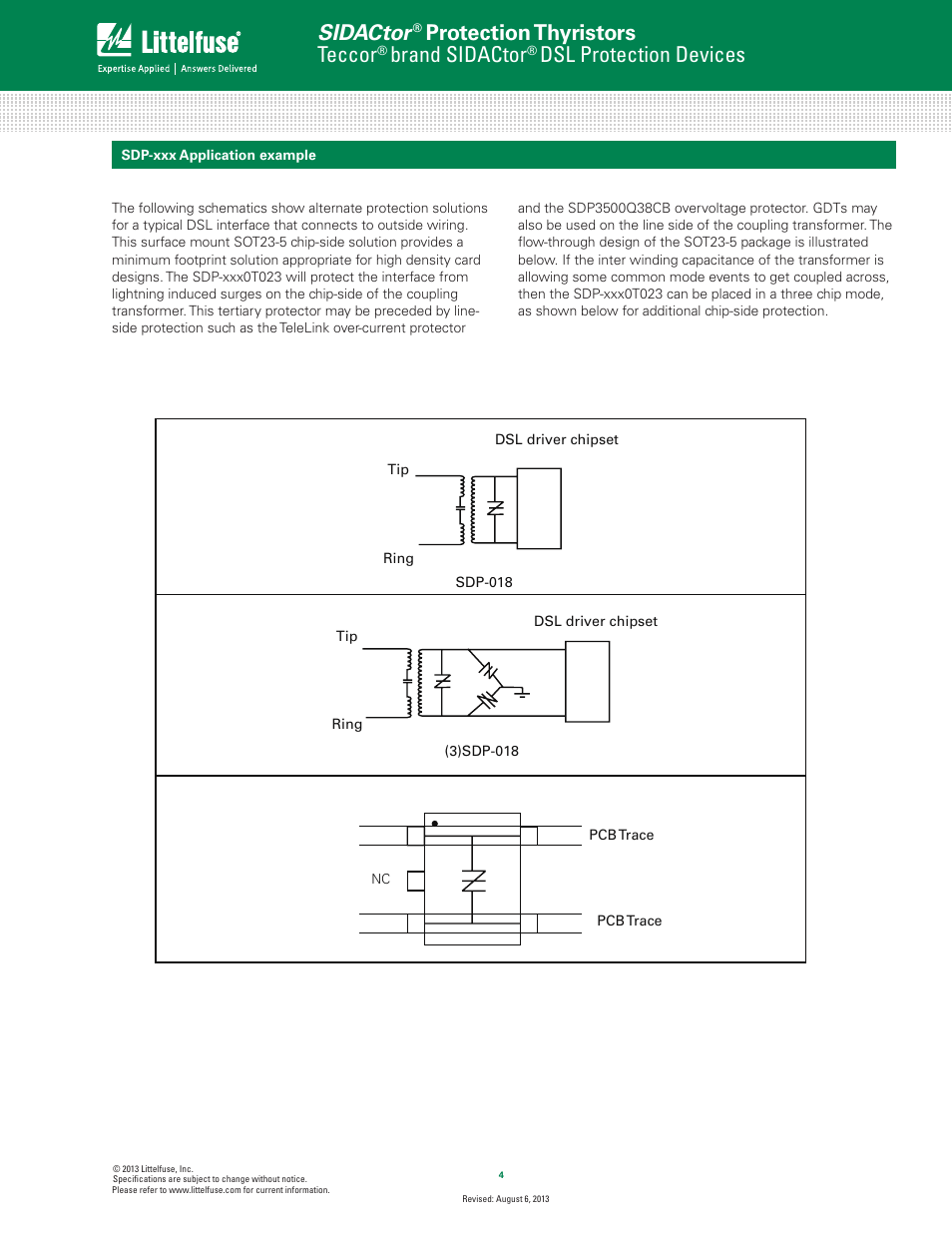 Sidactor, Protection thyristors, Teccor | Brand sidactor, Dsl protection devices | Littelfuse SDP Series SOT23-5 User Manual | Page 4 / 6