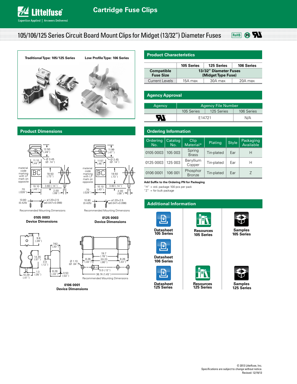Littelfuse 125_0003 Series User Manual | 1 page