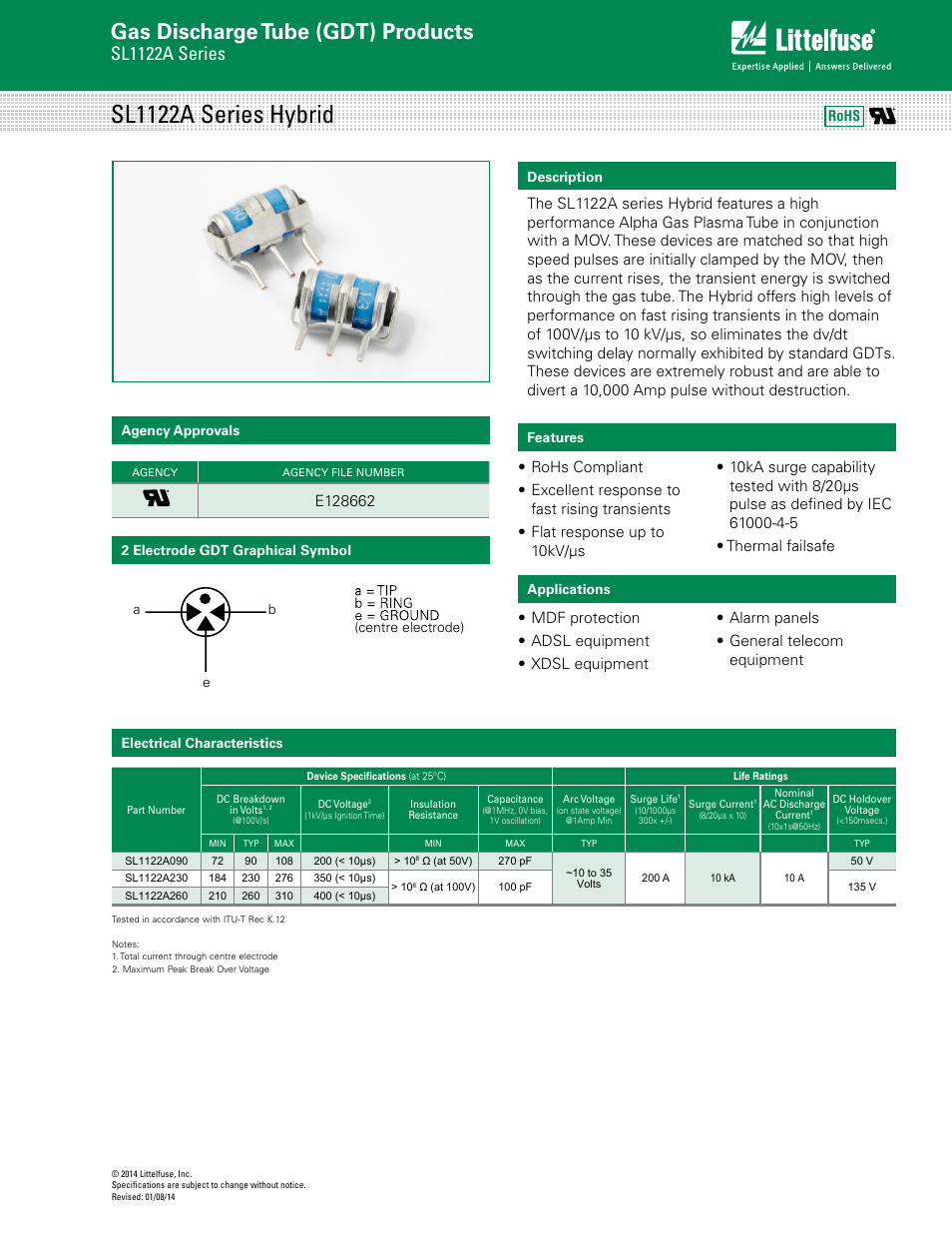 Littelfuse SL1122 Series User Manual | 3 pages