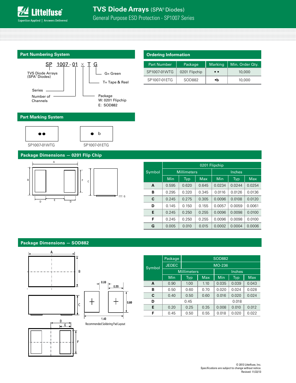 Tvs diode arrays, General purpose esd protection - sp1007 series, Diodes) | Littelfuse SP1007 Series User Manual | Page 4 / 5