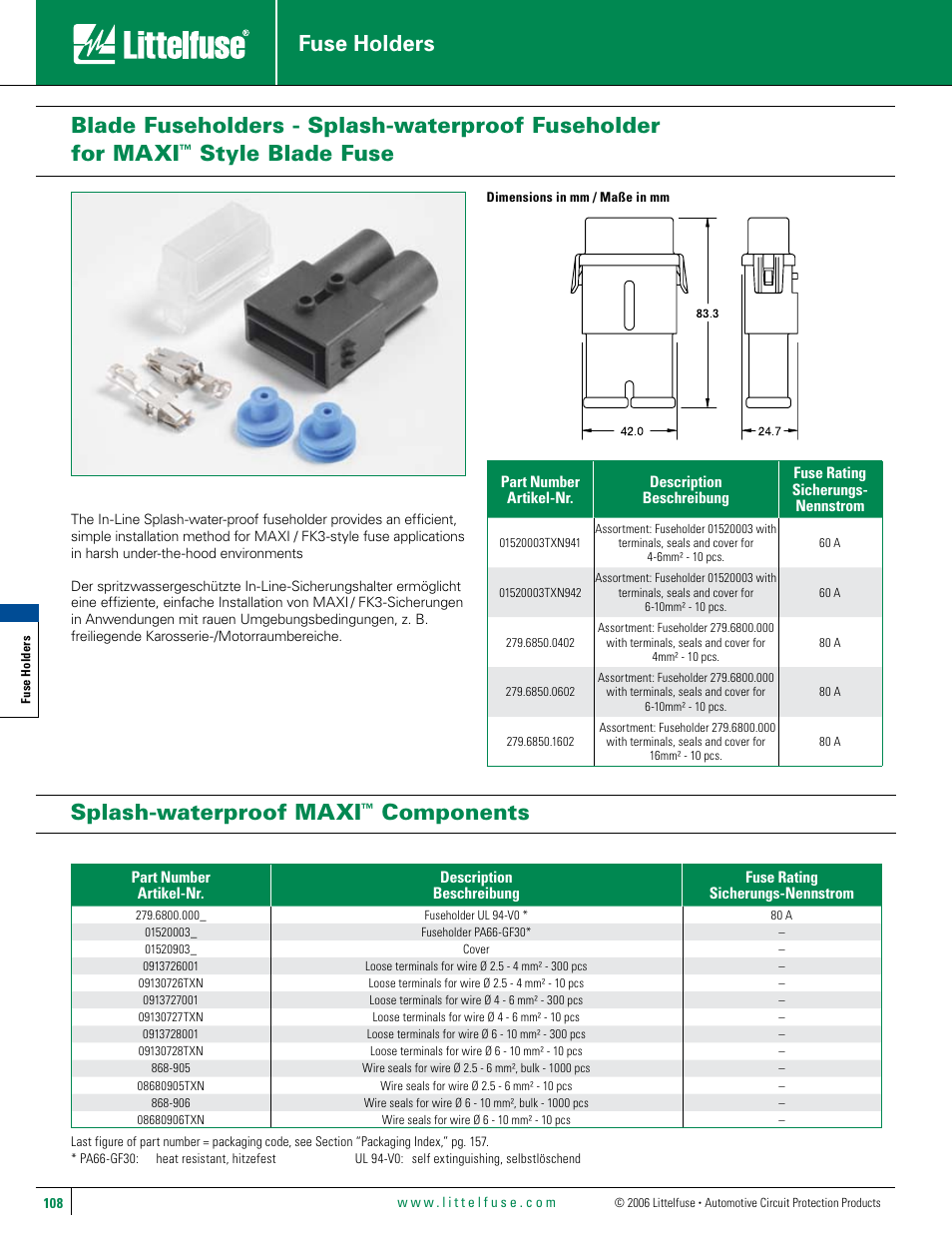 Littelfuse FH3 - Fuseholder Series User Manual | 1 page