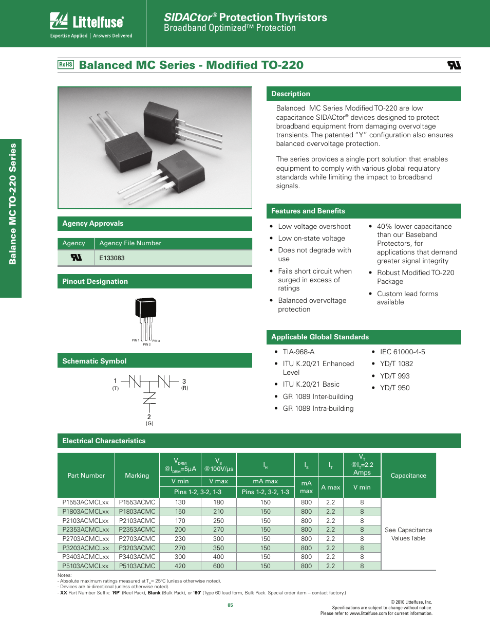 Littelfuse MC Balanced Series TO-220 User Manual | 4 pages