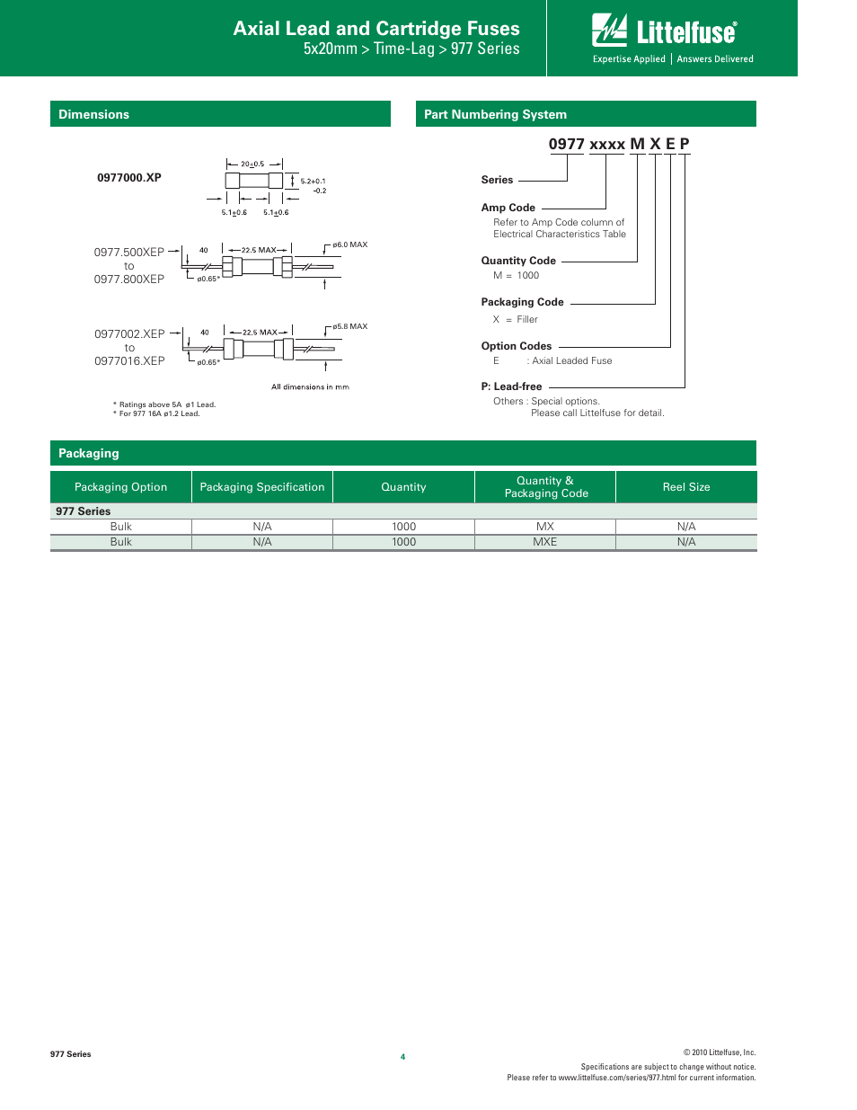 Introduction to circuit protection, Axial lead and cartridge fuses, Transientology | Littelfuse 977 Series User Manual | Page 4 / 4