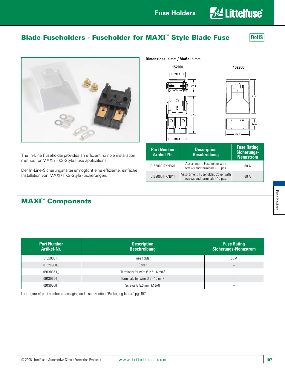 Littelfuse MAXI Dust Cover Boxed Series User Manual | 1 page