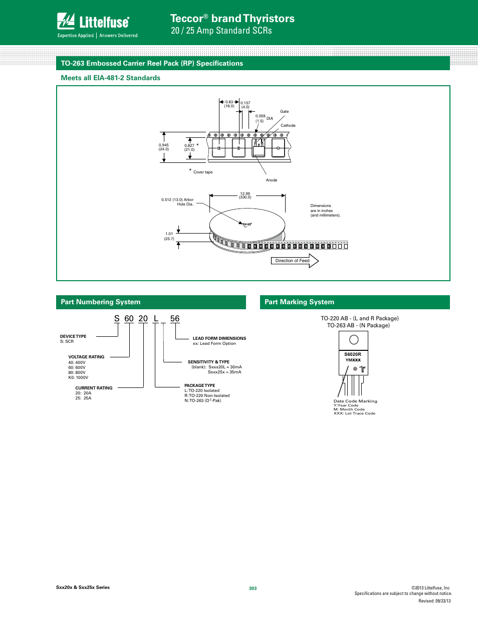 Teccor, Brand thyristors, 20 / 25 amp standard scrs | Littelfuse Sxx25x Series User Manual | Page 9 / 9