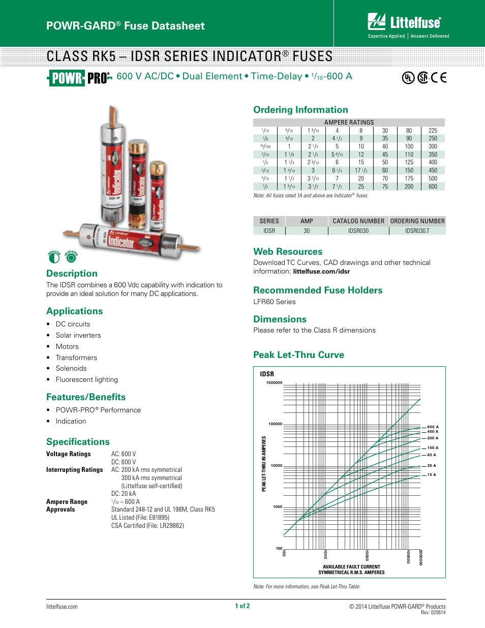 Littelfuse IDSR Series User Manual | 2 pages