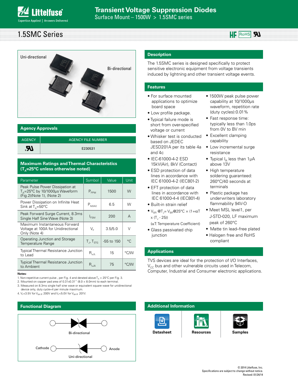 Littelfuse 1.5SMC Series User Manual | 6 pages