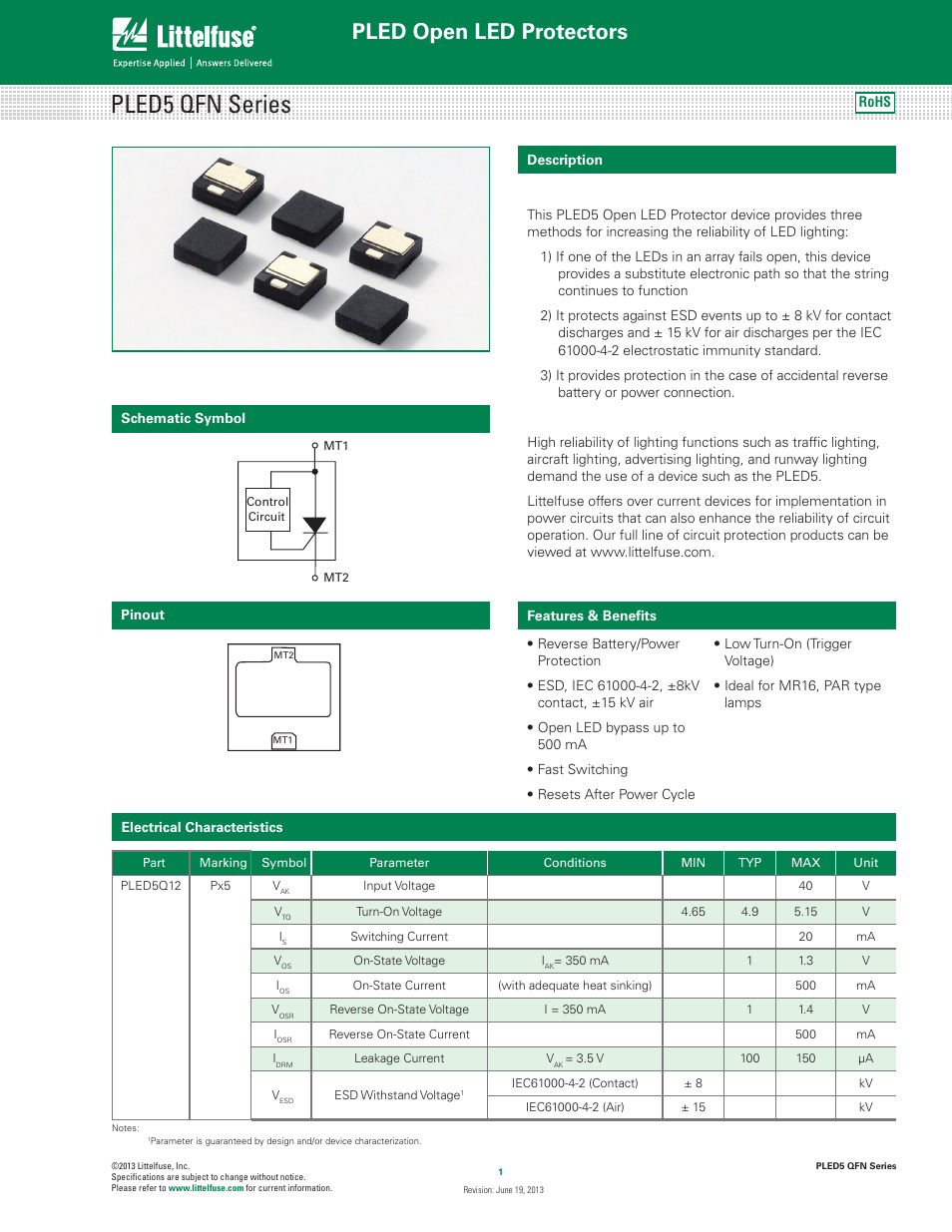 Littelfuse PLED 5 QFN Series User Manual | 3 pages