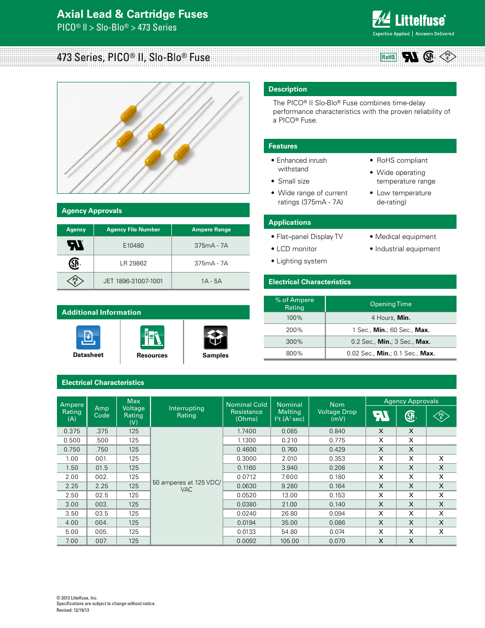 Littelfuse 473 Series User Manual | 3 pages