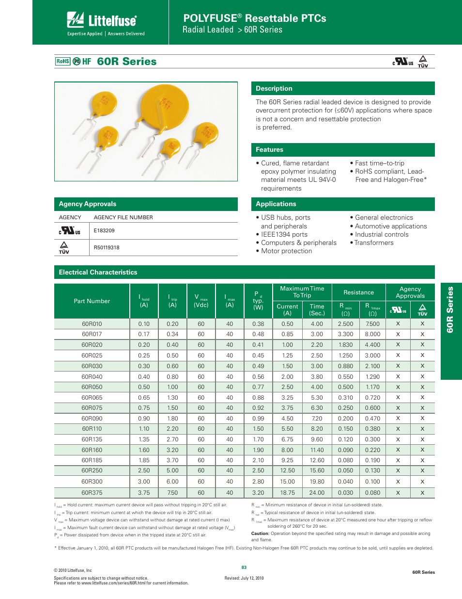 Littelfuse 60R Series User Manual | 7 pages