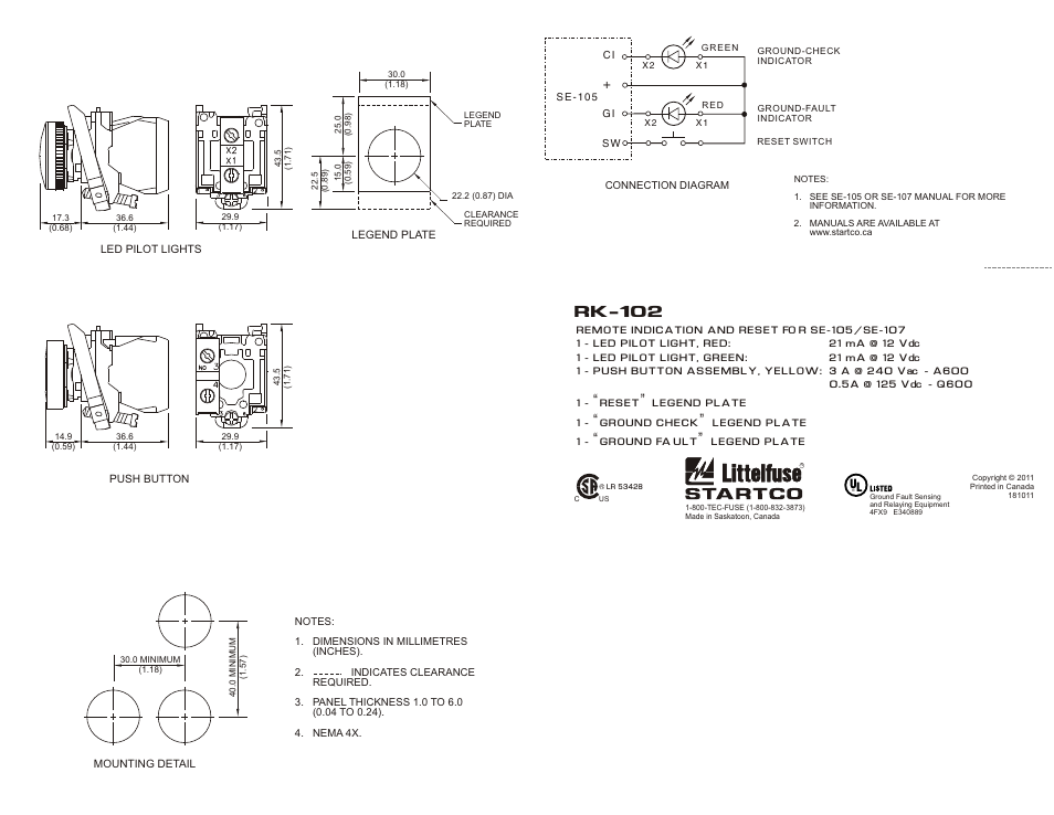 Littelfuse RK-102 Series User Manual | 1 page