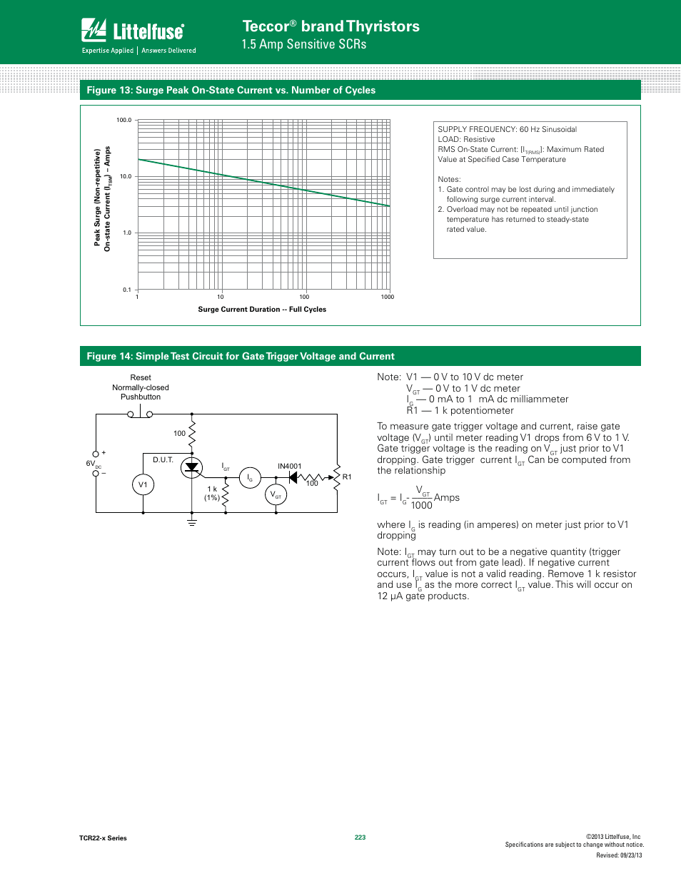 Teccor, Brand thyristors, 5 amp sensitive scrs | Littelfuse TCR22-x Series User Manual | Page 5 / 8