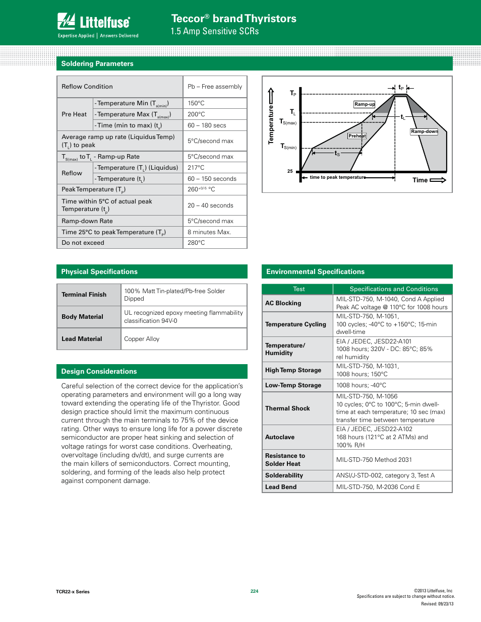 Teccor, Brand thyristors, 5 amp sensitive scrs | Littelfuse TCR22-x Series User Manual | Page 6 / 8