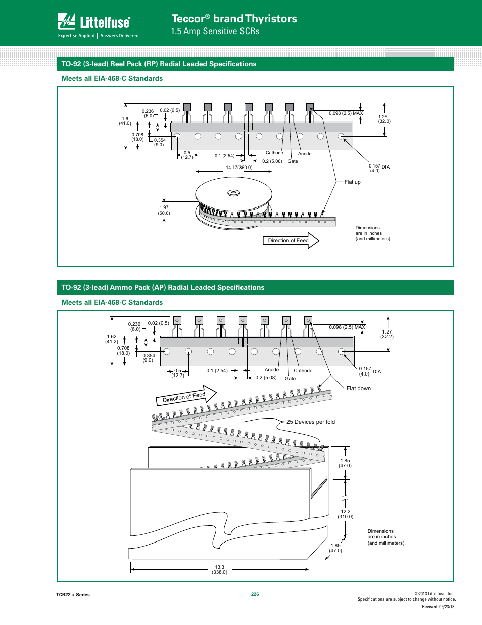 Teccor, Brand thyristors, 5 amp sensitive scrs | Littelfuse TCR22-x Series User Manual | Page 8 / 8