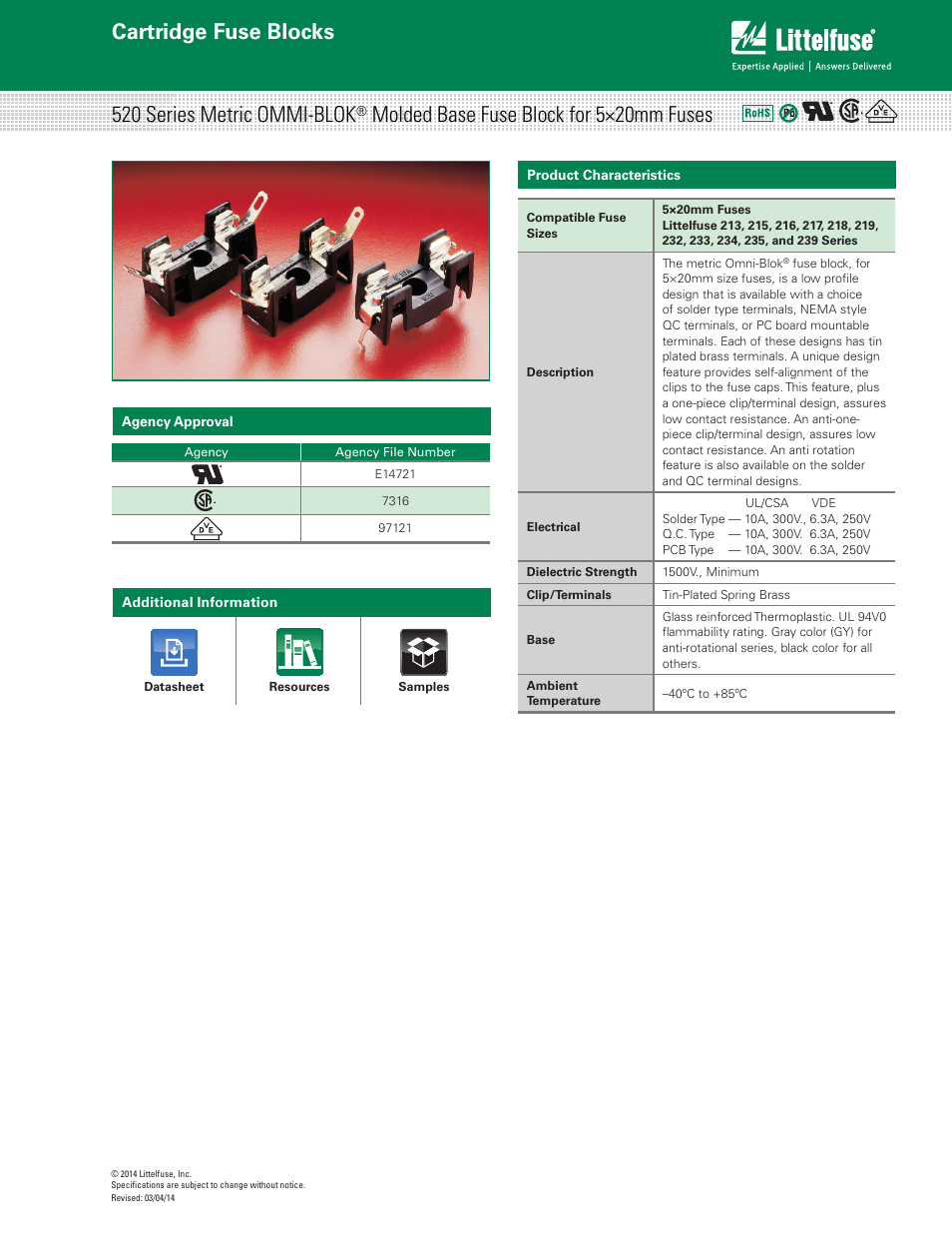 Littelfuse 520 Series User Manual | 2 pages