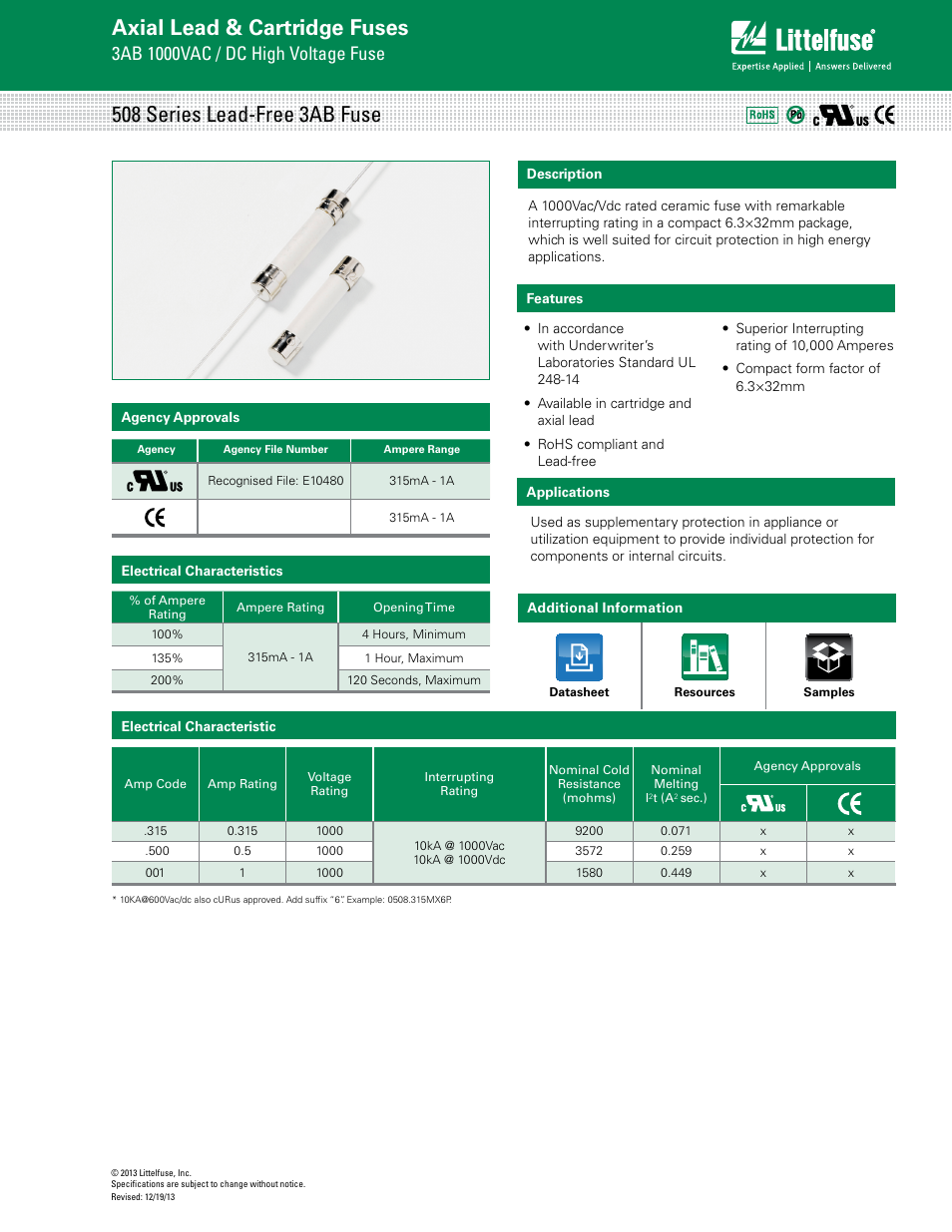 Littelfuse 508 Series User Manual | 3 pages