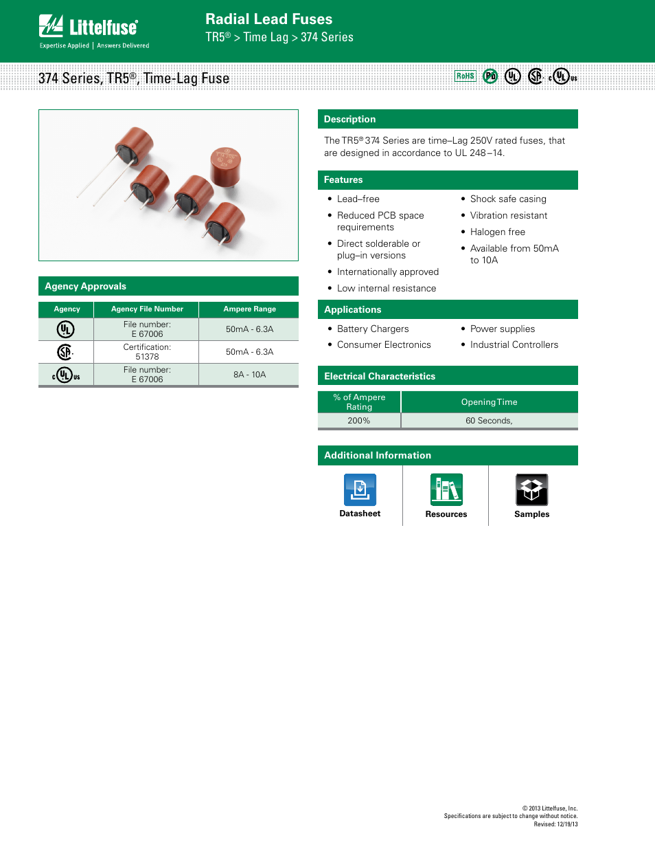 Littelfuse 374 Series User Manual | 3 pages