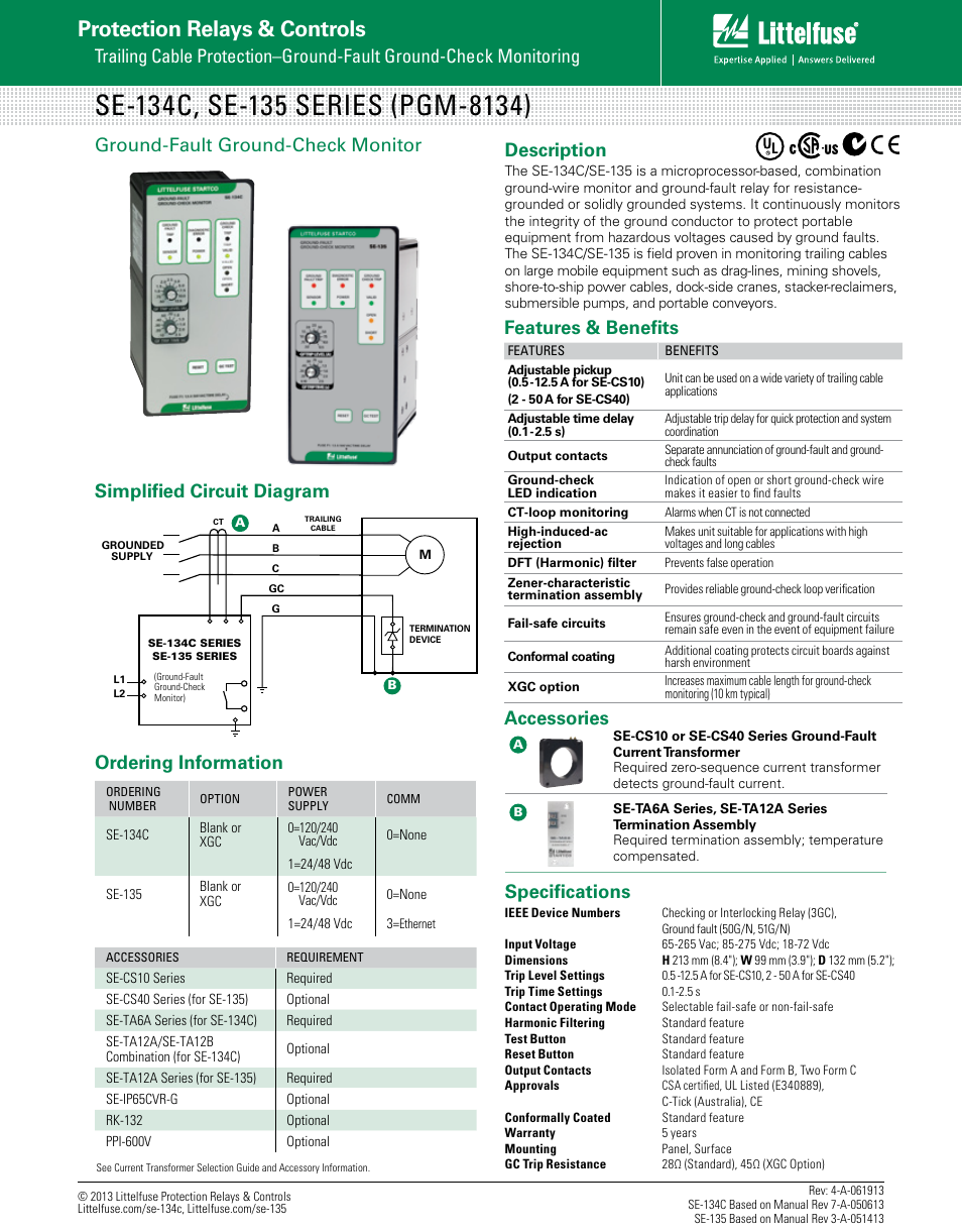 Littelfuse SE-135 Series User Manual | 1 page