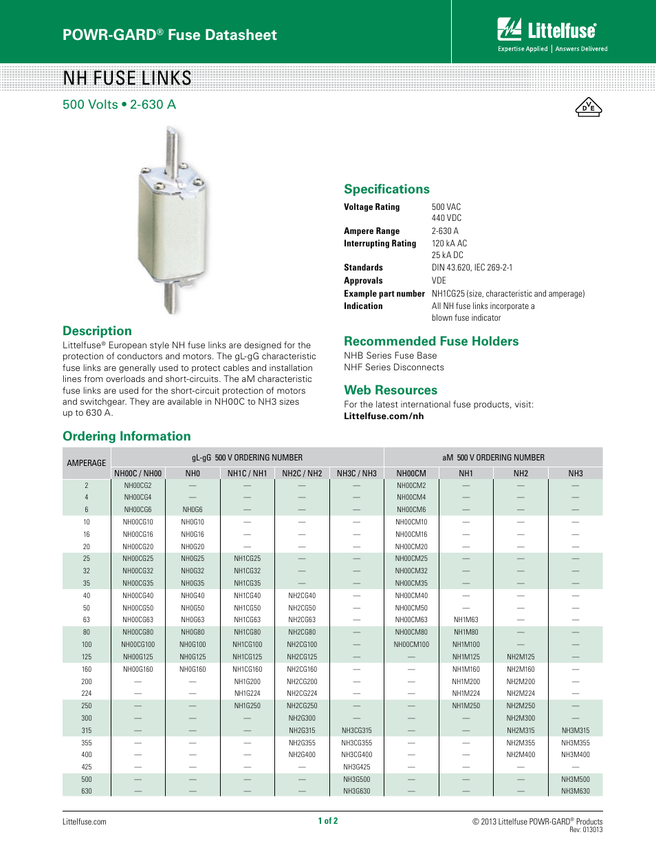 Littelfuse NHB Series User Manual | 2 pages