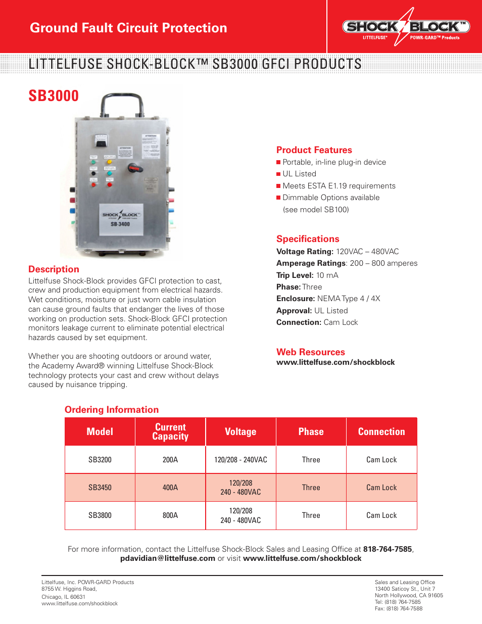 Littelfuse SB3000 User Manual | 1 page