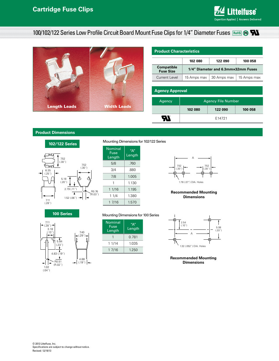 Littelfuse 102_LP Series User Manual | 2 pages