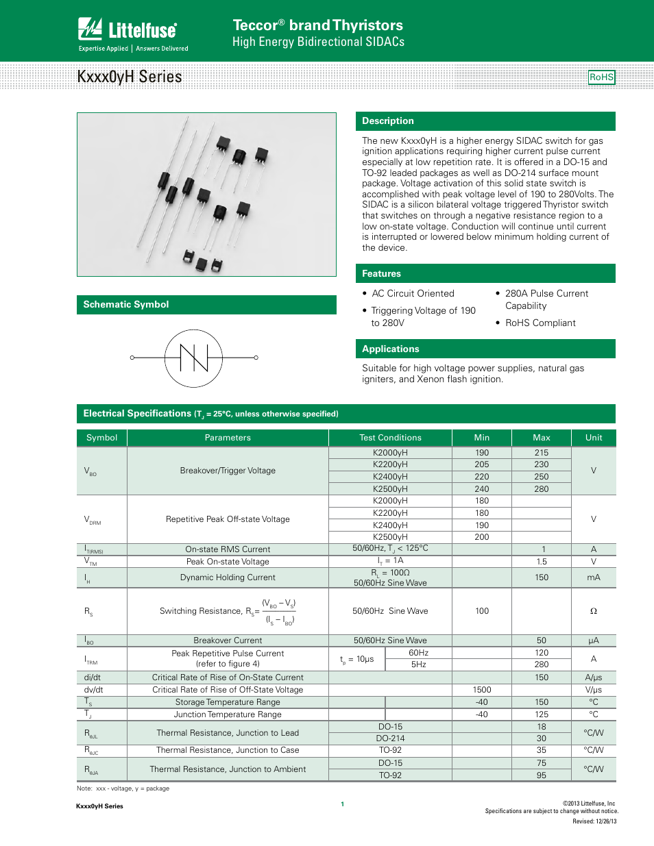 Littelfuse Kxxx0yH Series User Manual | 10 pages