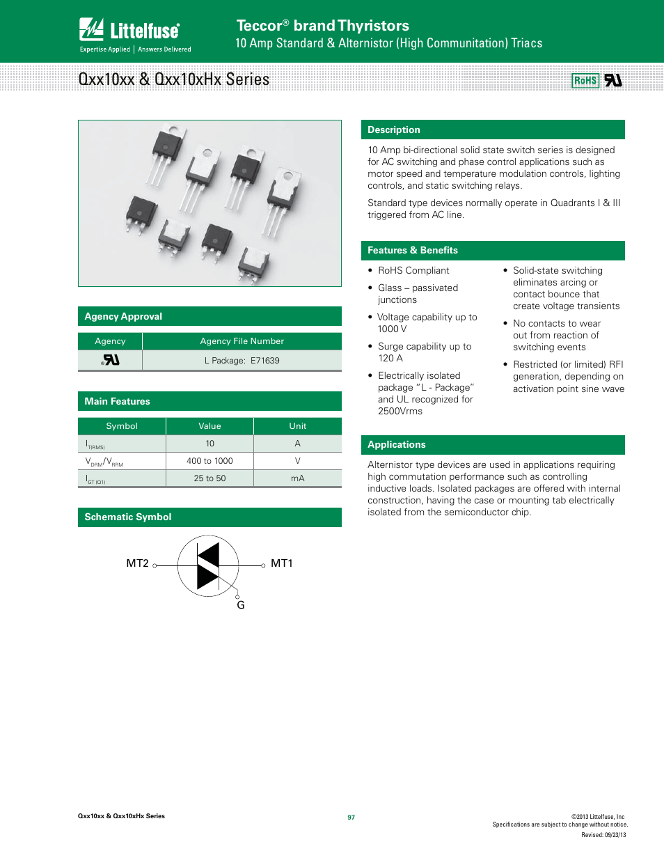 Littelfuse Qxx10xHx Series User Manual | 9 pages