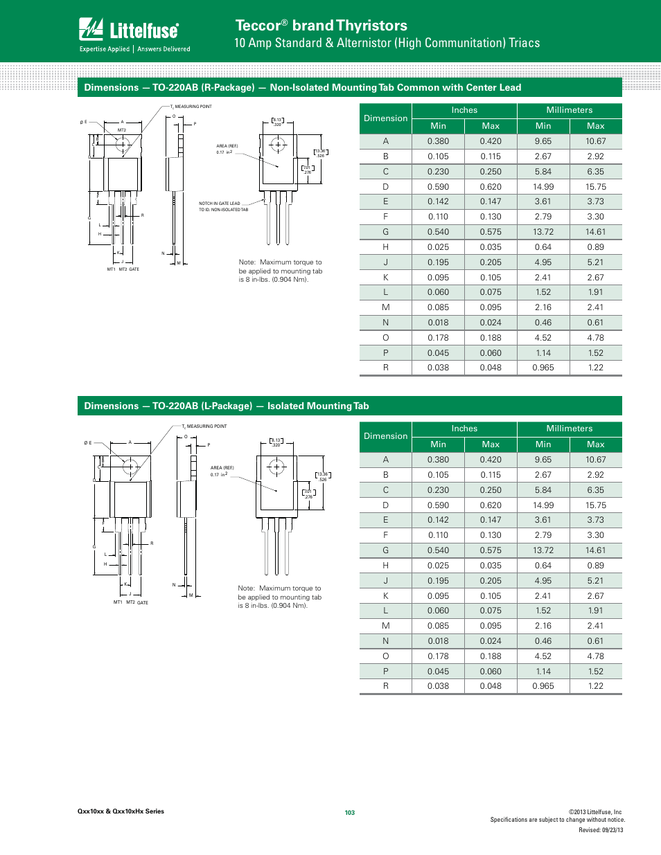 Teccor, Brand thyristors | Littelfuse Qxx10xHx Series User Manual | Page 7 / 9