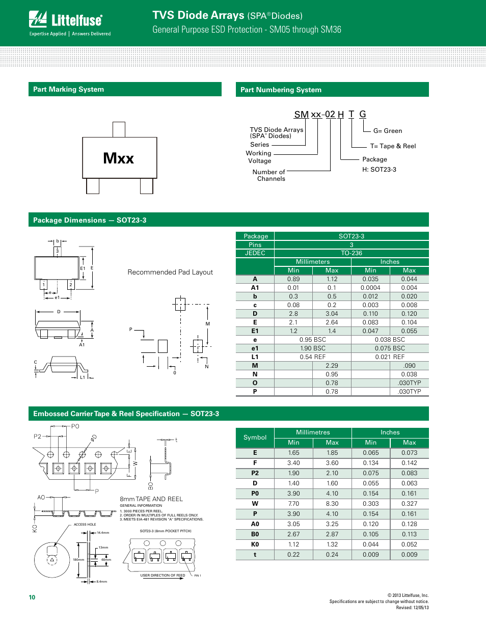 Tvs diode arrays, 502b, General purpose esd protection - sm05 through sm36 | Diodes), Sm 02 t g | Littelfuse SM Series User Manual | Page 6 / 6