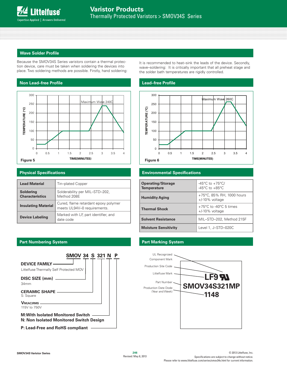 Varistor products, Thermally protected varistors > smov34s series | Littelfuse SMOV34S Varistor Series User Manual | Page 4 / 6