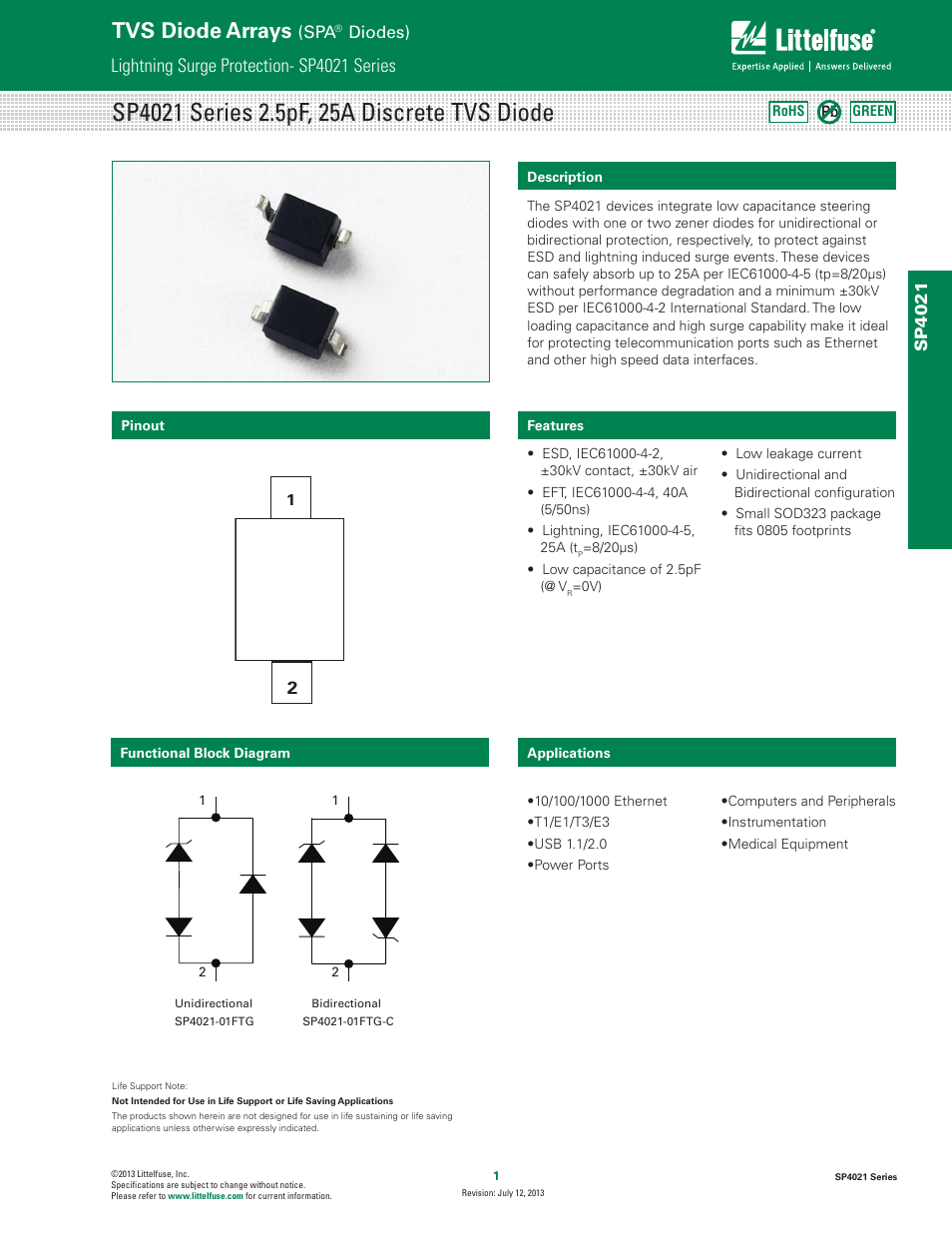 Littelfuse SP4021 Series User Manual | 4 pages