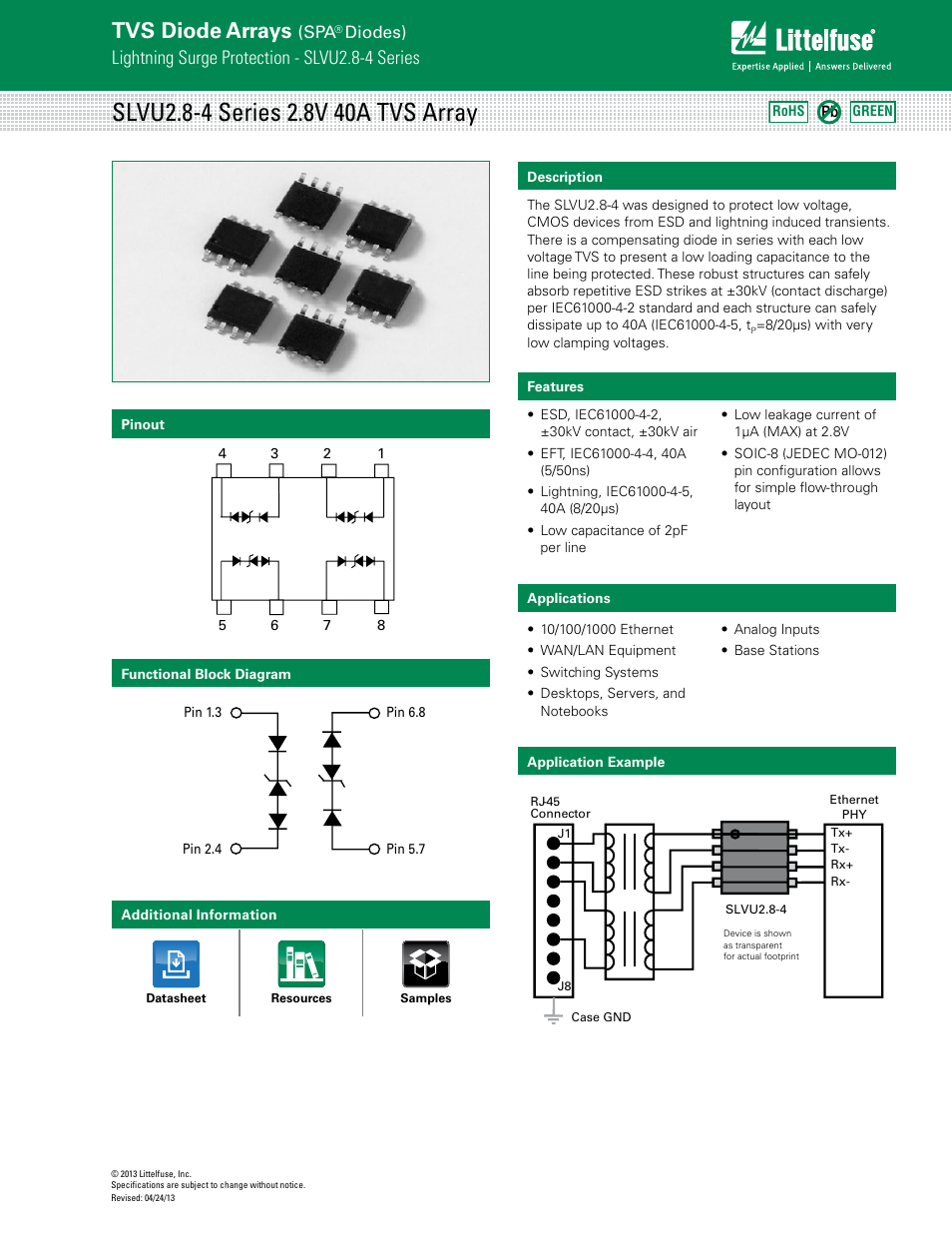 Littelfuse SLVU2.8-4 Series User Manual | 4 pages