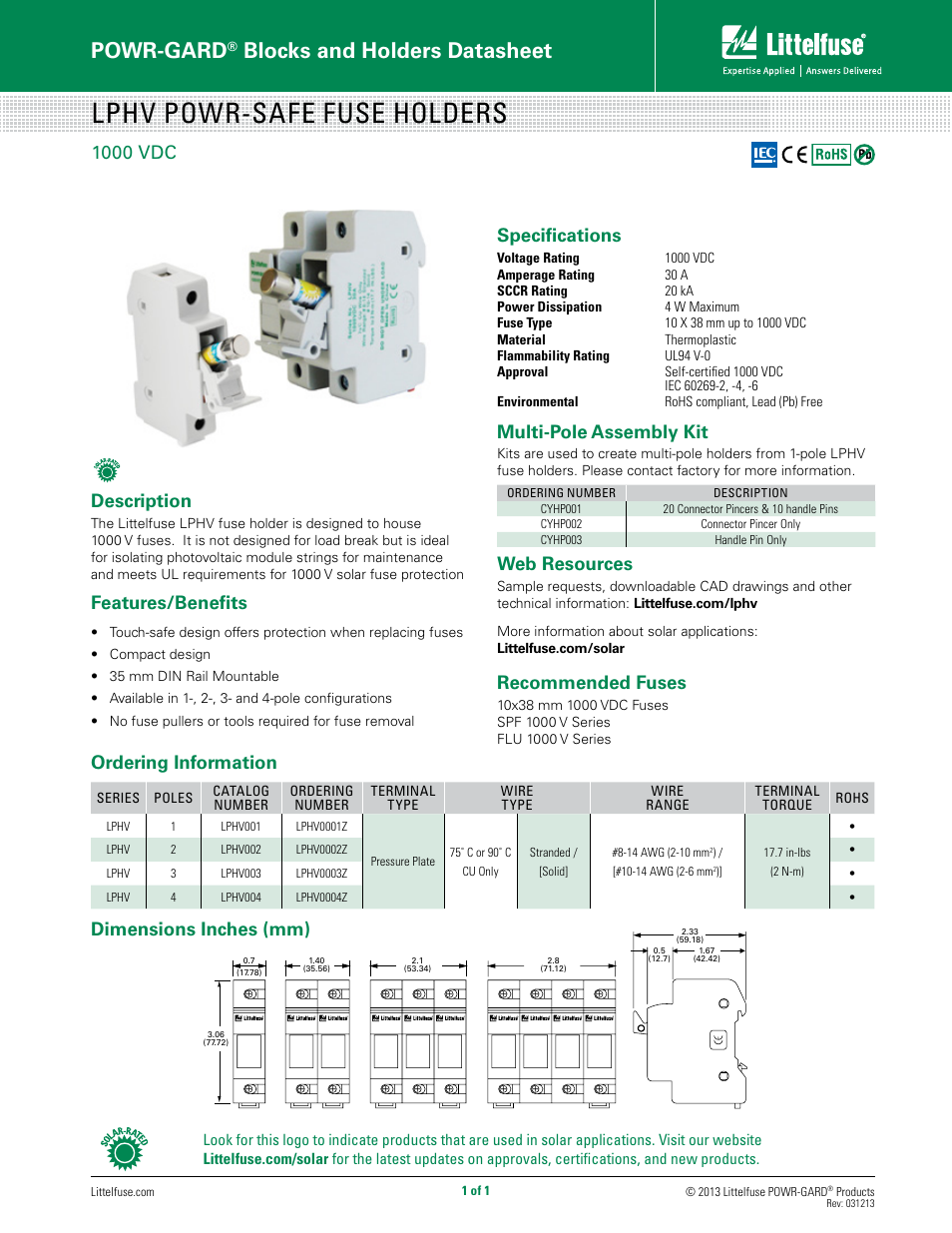 Littelfuse LPHV Series User Manual | 1 page