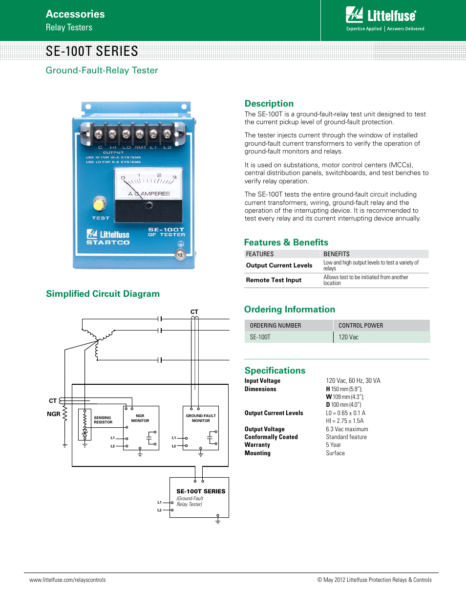 Littelfuse SE-100T Series User Manual | 1 page